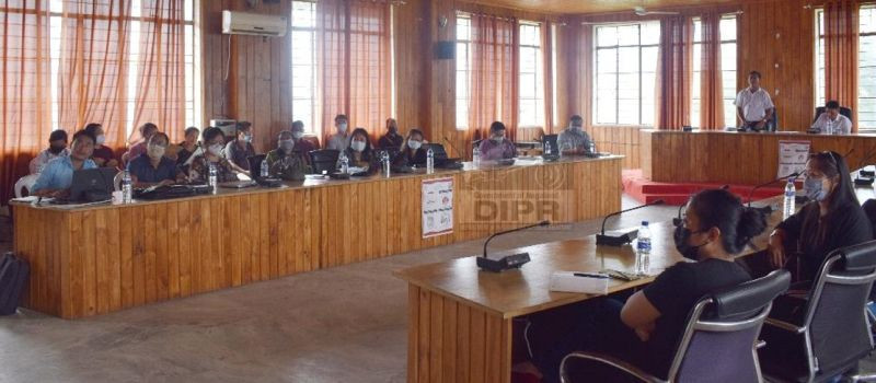 Peren DTF on COVID-19 and other health programmes in the district held a joint meeting at DC's Conference Hall, Peren on October 27. (DIPR Photo)